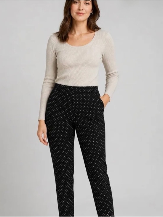 J. Jill Pants - J. Jill Black & White Polka Dot Ponte Slim Leg Pants Size Medium